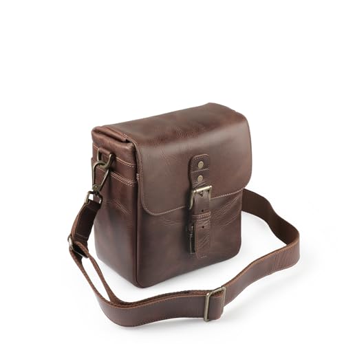 MegaGear MG1329 Para cámaras sin espejo, instantáneas y DSLR - Bolsa bandolera de cuero auténtico