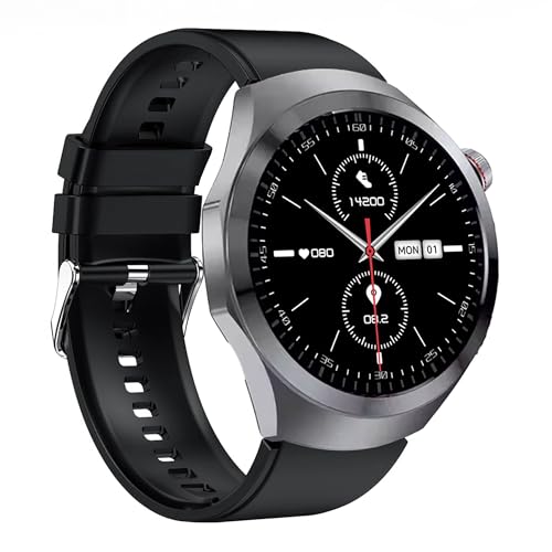 Knauermann PRO 3 Plus redondo (2025), reloj sanitario, reloj inteligente con función telefónica, pectoral ECG Plus HRV y función SOS, pantalla AMOLED BT Bluetooth, apnea del sueño, correa de silicona,