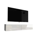 Selsey Kane - Mueble TV Flotante/Mesa TV/Mueble para Salón/Mueble TV Suspendido (140 cm, con LED, Blanco Matte/Blanco Brillante)