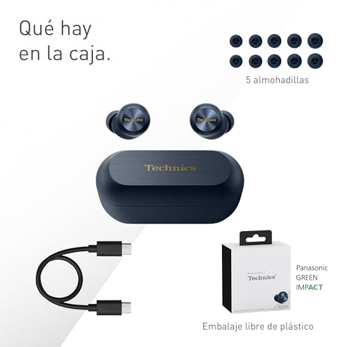 Technics EAH-AZ100E-A Auriculares Inalámbricos con Cancelación De Ruido, Bluetooth Multipunto, Voice Focus AI, Cómodos Auriculares Internos, Azul Medianoche