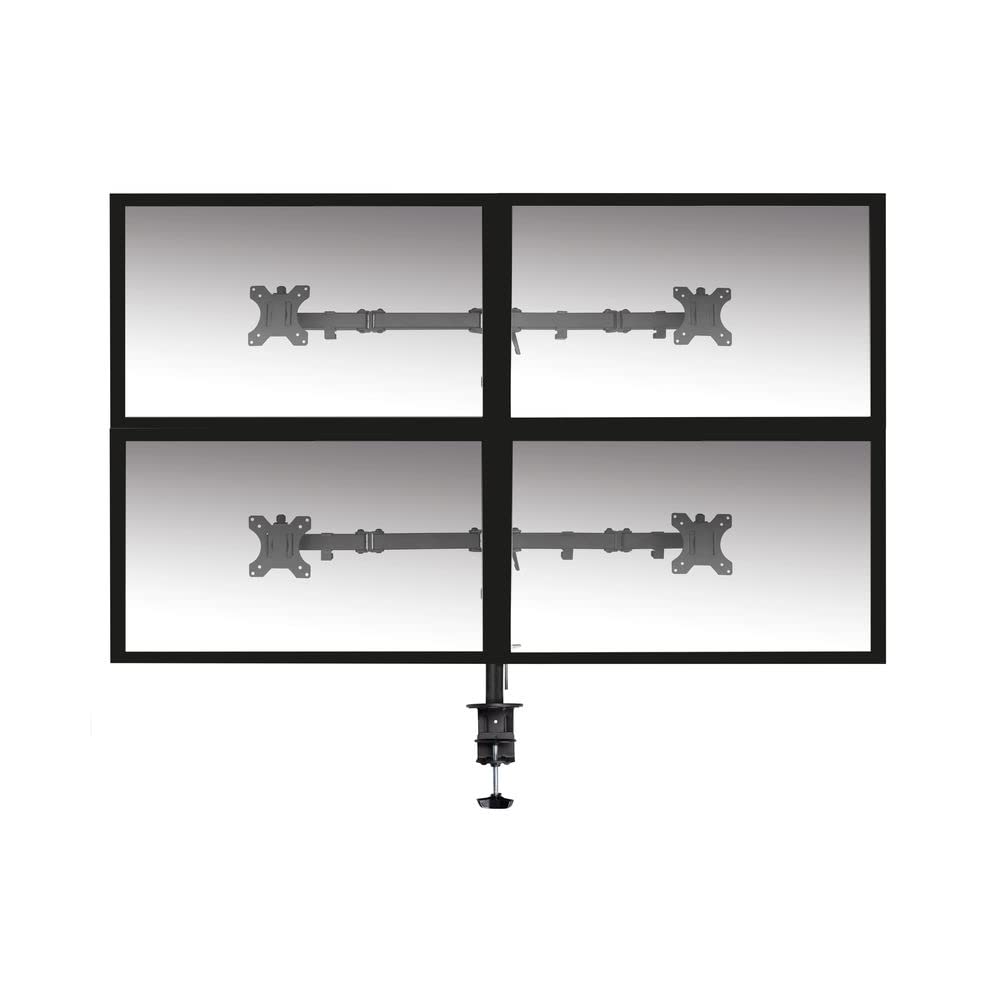 ACT Brazo de monitor 4 monitores para 32 pulgadas, VESA 75/100 mm, soporte de monitor cuádruple ajustable en altura para escritorio, inclinación de 180°, giro de 360°, rotación de 360°, peso máx. 8 kg