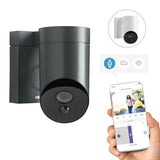 Somfy 1875326 - Cámara al Aire Libre 2 Gris, cámaras con detección de Movimiento Inteligente, Sirena integrada de 110 DB, conexión Posible en una luminaria existente, imágenes Full HD 1080p