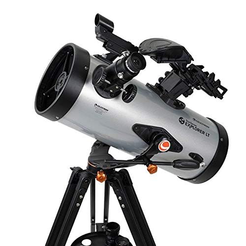 Celestron 22453 StarSense Explore LT127AZ Telescopio Reflector newtoniano con tecnología para Smartphone - con 2 oculares, 2 Lentes de Barlow, Acoplamiento para teléfono y trípode Ajustable, Plateado