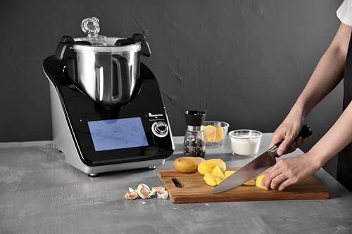 MasterPRO BY CARLO CRACCO - Robot de Cocina Multifunción 1000W - Recipiente Inox 4.5L - Pantalla TFT 7" LED - 12 Funciones - Control de Temperatura y Temporizador