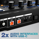 Reloop Mixon 8 Pro | 4-Kanal -Multi-Platform-Performance-Controller für Serato & djay, Jogwheel -Displays & 4 Instant-FX-Kippschalter, Dual-Audio-Interface mit USB-C & Stand-Alone-Mixing
