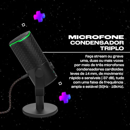 JBL Quantum Stream Studio, Micrófono USB cuádruple para streaming, grabación y gaming, con cuatro patrones de captación de voz y medidor de VU RGB, compatible con JBL QuantumENGINE
