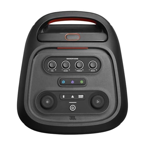 JBL PartyBox Stage 320, Altavoz portátil para fiestas, con asa telescópica y ruedas, Bluetooth, espectáculo de luces, resistente a salpicaduras IPX4, hasta 18h de reproducción, negro