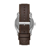 Fossil Reloj para hombre Copeland 42mm, movimiento de cuarzo, caja de 42mm de acero inoxidable plateado con correa de piel, FS5663