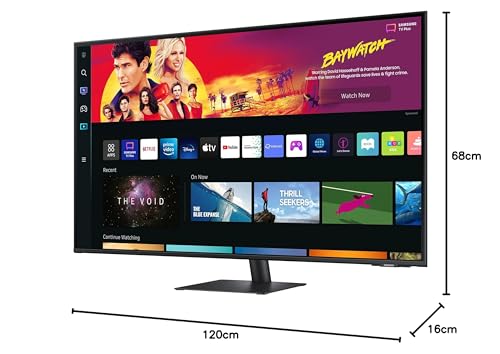 Samsung M7 Smart Monitor S43BM700UP, 43 Pulgadas, Panel VA, Pantalla con Altavoces, resolución 4K UHD, frecuencia de actualización 60Hz, diseño de 3 Caras, Casi sin Marco, Smart TV Apps con Mando a