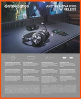 SteelSeries Arctis Nova Pro Wireless - Cascos Gaming Inalámbricos Multisistema - Controladores magnéticos de neodimio - Cancelación de Ruido - Infinity Power System - PC, PS5, PS4, Switch 2, Móvil