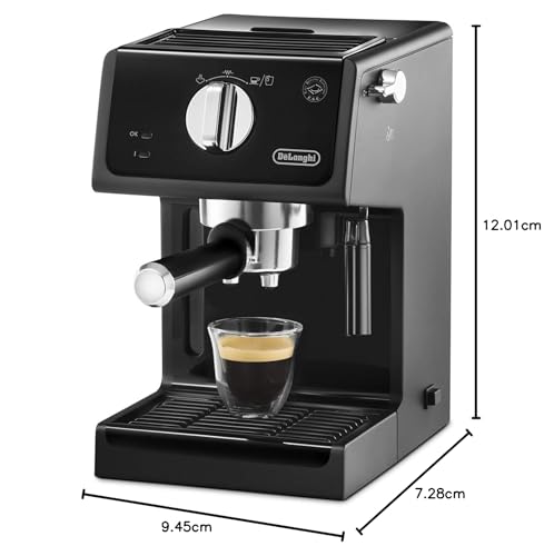 De'Longhi Máquina de café expreso | Portafiltro con acabado de aluminio | Boquilla de espuma de leche | También para cápsulas | Negro
