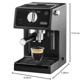 De'Longhi Máquina de café expreso | Portafiltro con acabado de aluminio | Boquilla de espuma de leche | También para cápsulas | Negro