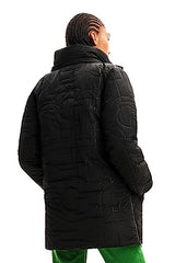 Desigual Padded_Tulip Abrigo Largo para Mujer de Lana Acolchada, Negro, M