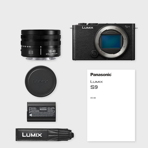 Panasonic Lumix DC-S9NE-K Cámara para Vlog con Fotograma Completo y Puerta Abierta sin Espejo, 24,2 MP, Vídeo 6K/4K, PDAF de 779 Puntos, Negro, con S-R1840 18-40mm S Lente De Cámara