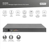 DIGITUS Conmutador de Red PoE Gigabit Gestionado de 27 Puertos - 24 Puertos RJ45 - 2 Puertos SFP - 1 Puerto de Consola - 450W PoE Presupuesto - Características L2 - 19 Pulgadas