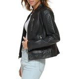 Levi's Chaqueta de motocross de piel sintética para mujer (estándar y Plus), Negro -, XS