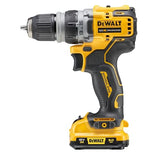 DEWALT DCD703L2T-QW - Destornillador eléctrico 12V, 2 velocidades, 3Ah, Motor sin escobillas, 4 herramientas intercambiables, Incluye 2 baterías, cargador, clip de cinturón de metal y caja TSTAK