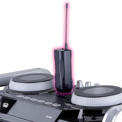 Trevi EM 408 UHF - Juego de micrófonos inalámbricos UHF con Diadema y Clip, Receptor Universal Jack de 6,3 mm, Ideal para presentaciones, Karaoke y enseñanza, Funcionamiento hasta 20 Metros