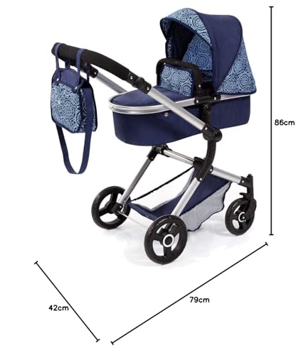 Bayer Design 18403Aa Neo Vario - Cochecito de Muñecas Combolso Cambiador, Convertible, Plegable, Color Azul