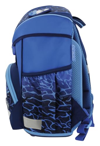 Herlitz Mochila escolar UltraLight Plus Blue Shark rellena, 1 unidad, multicolor, 36 x 28 x 21 cm, Casual