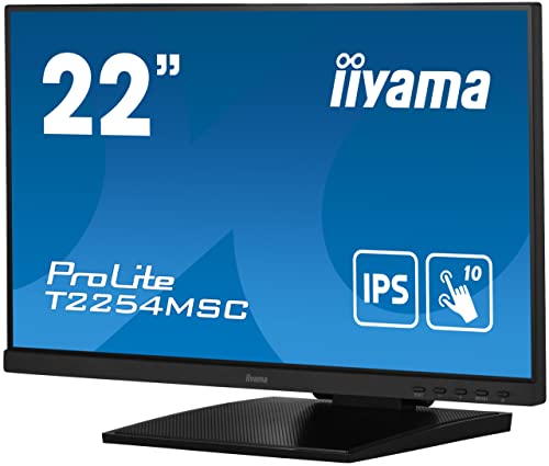 iiyama T2254MSC-B1AG 21,5" PCAP 10P Táctil, Anti Glare Coating, 1920x1080, Panel IPS, Slim Bezel, Altavoces, HDMI, DisplayPort, Double Hinge Stand, 250cd/m², USB HUB (2X 3.0), USB Táctil Interface