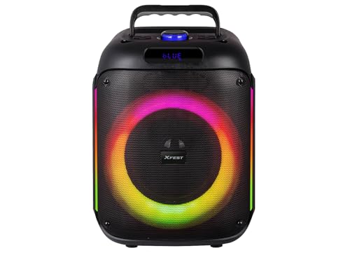 Trevi XF 215 KB - Altavoz portátil inalámbrico de 60 W, Altavoz portátil con USB, Micro SD, Line IN y función TWS, Ideal para Fiestas y Karaoke, micrófono con Cable y batería integrada