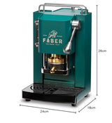 FABER COFFEE MACHINES Pro Mini Deluxe Model | Máquina de cápsulas de café de 44 mm | Acabado verde británico cromado | prensa de almohadilla de latón