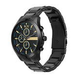 Armani Exchange Relojes de hombre, Movimiento de cuarzo cronógrafo y caja de 46 mm con correa de acero inoxidable, Negro azabache
