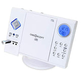 OneConcept V-12 Cadena musica plana estéreo, reproductor CD MP3 , reloj despertador ( puerto USB SD AUX, Radio FM/AM) Blanco