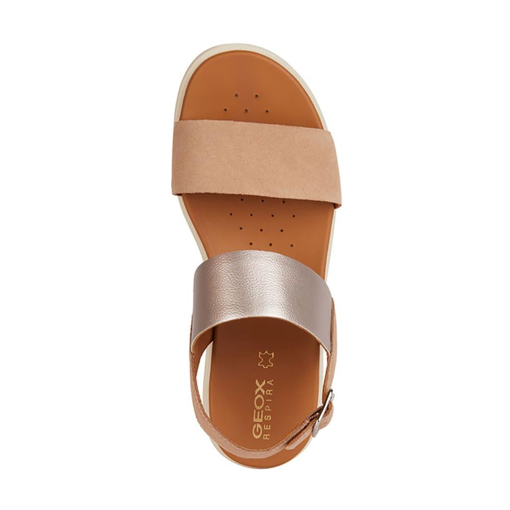 Geox D Xand 2.2s A, Sandalia de cuña Mujer, Dk Skin Champagne, 36 EU