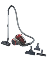 Hoover Khross KS50PET Aspirador sin Bolsa, Multiciclónico, Cepillo Pelo Mascota, Alfombras, Parquet, Accesorios a Bordo, Filtro EPA, 1.8L, 78dB, 550 W, Cable 7.5m, Plástico, Marrón/ Rojo/ Gris