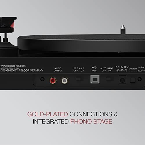 Reloop Turn 3 MK2 | Auténtico Tocadiscos HiFi accionado por Correa con función de grabación USB, Cartucho Ortofon 2M Red premontado, Control de Motor Integrado (33/45/78 RPM)