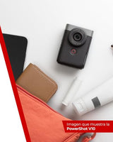 Canon Powershot V10 Starter Kit + Accesorios + Memoria 64GB, Cámara Vlogging y Streaming, Sensor 1" 20,9 MP, Vídeo 4K, Objetivo 19mm, WiFi, Bluetooth y USB-C, Pantalla Táctil Ángulo Variable, Silver