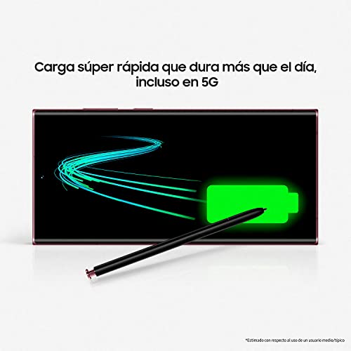 Samsung Galaxy S22 Ultra 5G (256 GB) Burdeos + Cargador – Teléfono móvil libre, Smartphone Android (Versión Española)