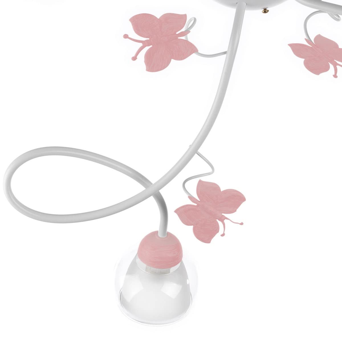 ONLI - Plafón de 3 luces de metal blanco con mariposas pintadas en rosa