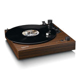 Lenco Tocadiscos LS-15WD – Recepción y transmisión Bluetooth®, 2 altavoces integrados, pastillas AT3600L, transmisión por correa, parada automática, 33/45 rpm, AUX y RCA, marrón