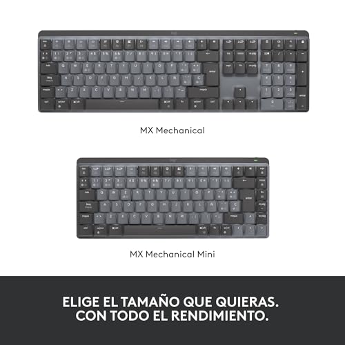 Logitech MX Teclado mecánico inalámbrico iluminado performance, teclas retroiluminadas, Bluetooth, USB-C, macOS, Windows, Linux, iOS, Android, Metal, US internacional QWERTY, Gris