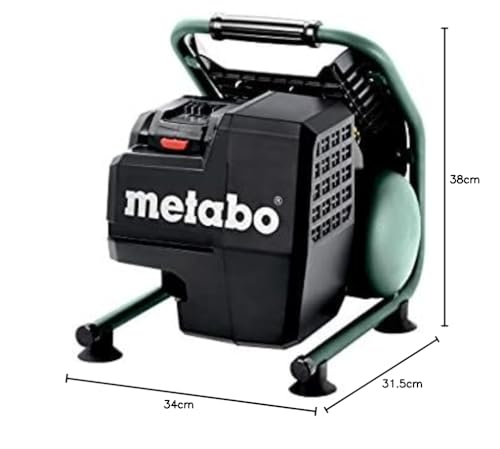 Metabo Compresor sin aceite a batería 18V - Portátil y compacto, 8 bar, 5L, motor Brushless, ideal interiores