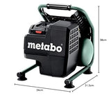 Metabo Compresor sin aceite a batería 18V - Portátil y compacto, 8 bar, 5L, motor Brushless, ideal interiores