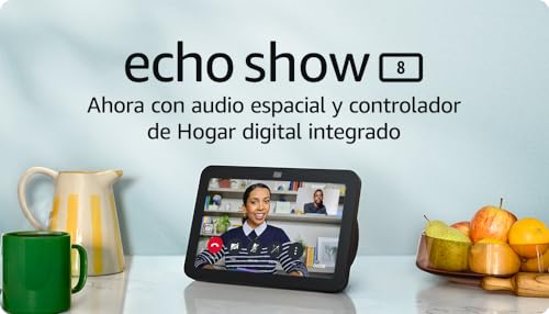 Echo Show 8 (Última generación) | Pantalla táctil inteligente de alta definición con audio espacial, controlador de Hogar digital y Alexa | Antracita