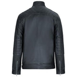 URBAN 5884 Chaqueta de cuero para hombre, SKIMO, Piel de Oveja Genuina, Cazadora Piel Hombre Estilo Motero, 8 bolsillos, Hecha a Mano, Suave y Duradera, Negro, L
