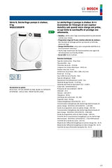 Bosch WQG233D0FR Serie 6 - Secador de secadora con bomba de calor (8 kg, 112 L), diseño antivibración, color blanco