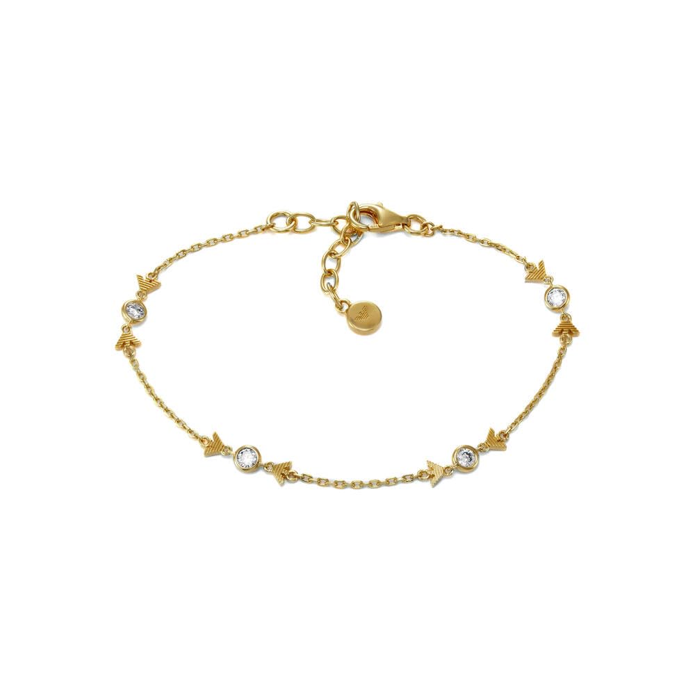 Emporio Armani Pulsera de plata de ley dorada para mujer, EG3619710, Eine Grösse, No es una piedra preciosa, Oro Amarillo