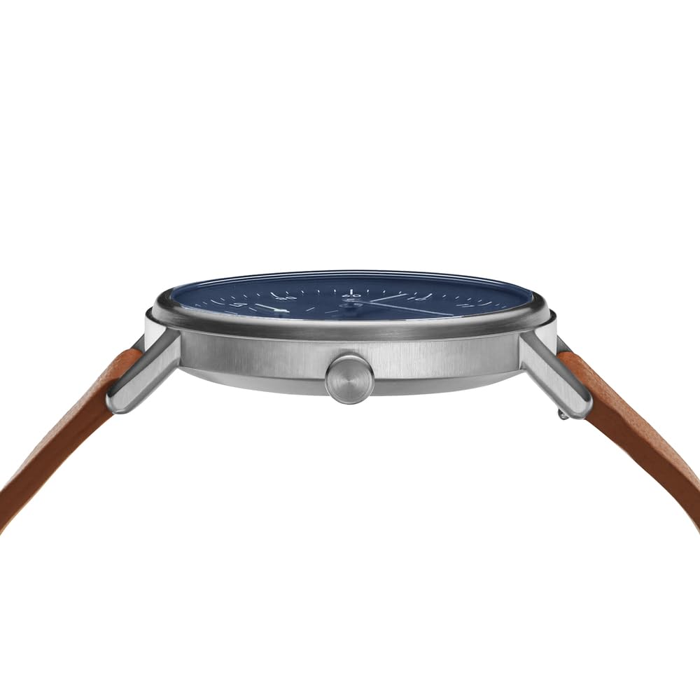 Skagen Kuppel Reloj para Hombre, Movimiento cronógrafo de Cuarzo con Correa de Acero Inoxidable o Piel, Marrón y Azul, 44MM