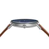 Skagen Kuppel Reloj para Hombre, Movimiento cronógrafo de Cuarzo con Correa de Acero Inoxidable o Piel, Marrón y Azul, 44MM