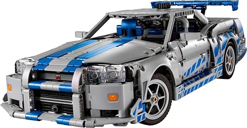 LEGO Technic Coche Nissan Skyline GT-R (R34) de 2 Fast 2 Furious - Kit de Maqueta de Coche para Adultos - Función de Derrape, Dirección, Suspensión y Motor de 6 Cilindros - Regalo para Hombres 42210