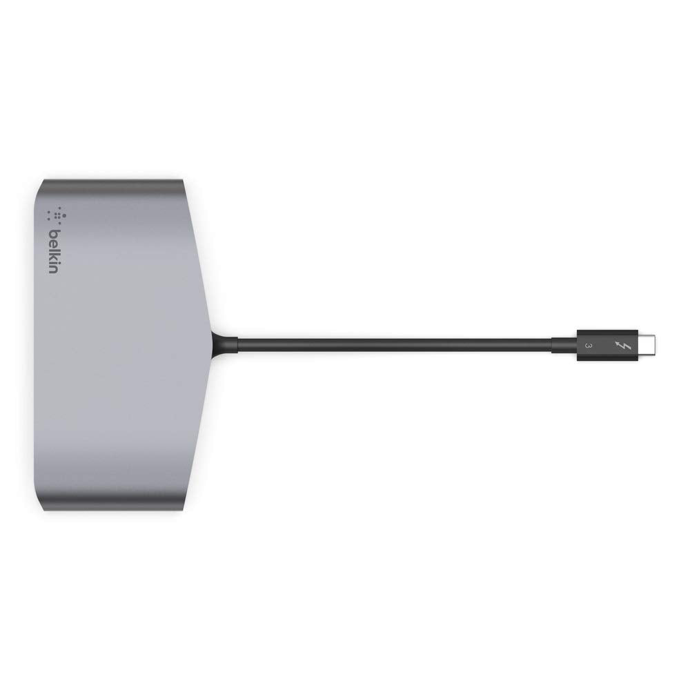 Belkin Base Dock Thunderbolt 3 con Cable Integrado Thunderbolt 3 para Ordenadores Mac OS y Windows con USB-C, Gris