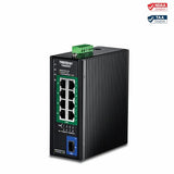 TRENDnet, TI-BG5091, Switch PoE++ DIN-Rail Industrial de 9 Puertos 2.5G con Puerto SFP+ 10G, multigigabit, 8 Puertos PoE++ 2.5G, 1 Puerto SFP+ 10G, presupuesto de Potencia PoE de 480 W, 60 Gbps