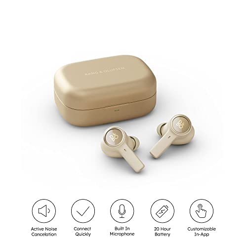 Bang & Olufsen Beoplay EX Auriculares Inalámbricos Bluetooth InEar con Cancelación de Ruido, 6 Micrófonos, Audífonos Impermeables para el Trabajo, Deportivo y Tiempo Libre Gold Tone