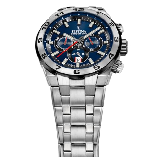 Festina Reloj Hombre F20670/1 Chrono Bike Caja de Acero Inoxidable 316l Plateado Correa de Acero Inoxidable 316l Plateado